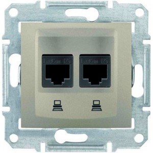 Розетка компьютерная двойная RJ45 кат. 5e UTP титан SEDNA SDN4400168